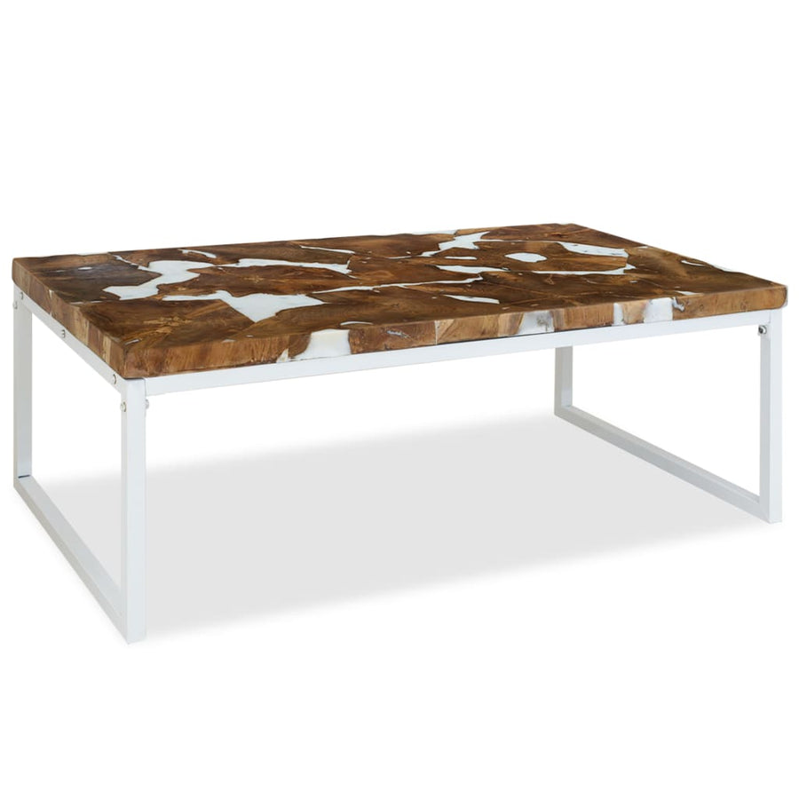 Salontafel Teakhout En Hars 110 x 60 x 40 cm Wit
