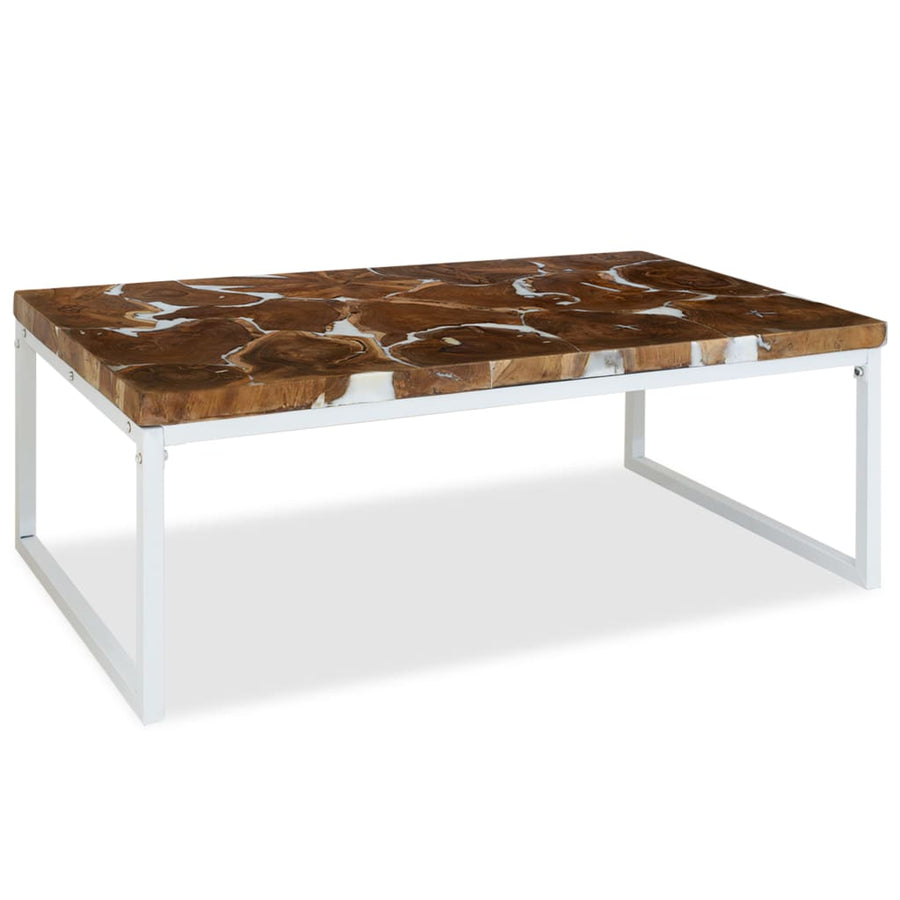 Salontafel Teakhout En Hars 110 x 60 x 40 cm Wit