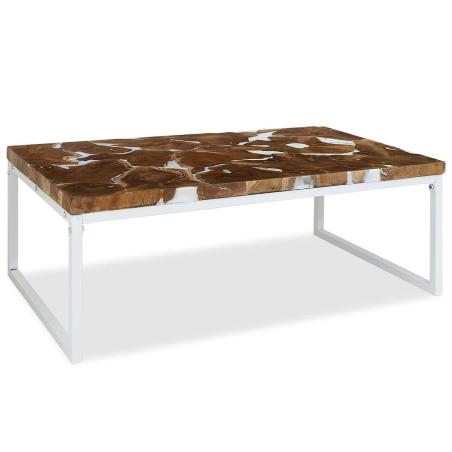 Salontafel Teakhout En Hars 110 x 60 x 40 cm Wit