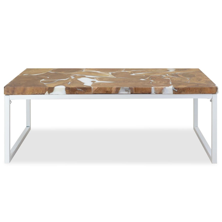 Salontafel Teakhout En Hars 110 x 60 x 40 cm Wit