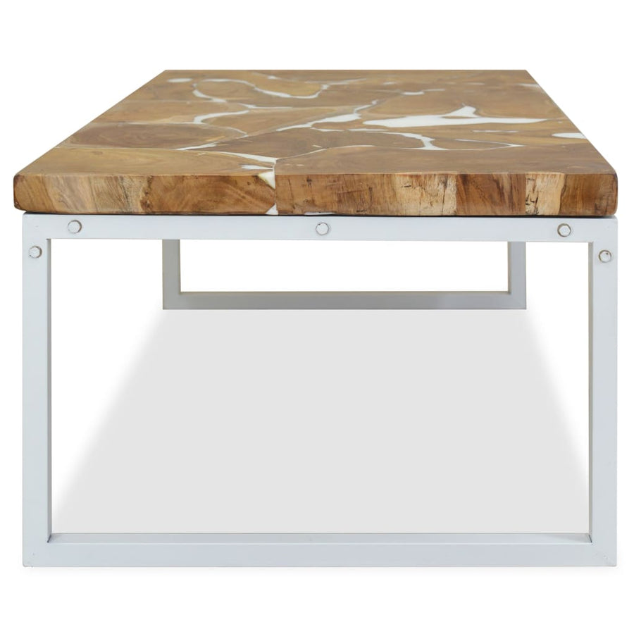 Salontafel Teakhout En Hars 110 x 60 x 40 cm Wit