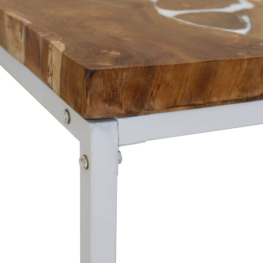 Salontafel Teakhout En Hars 110 x 60 x 40 cm Wit