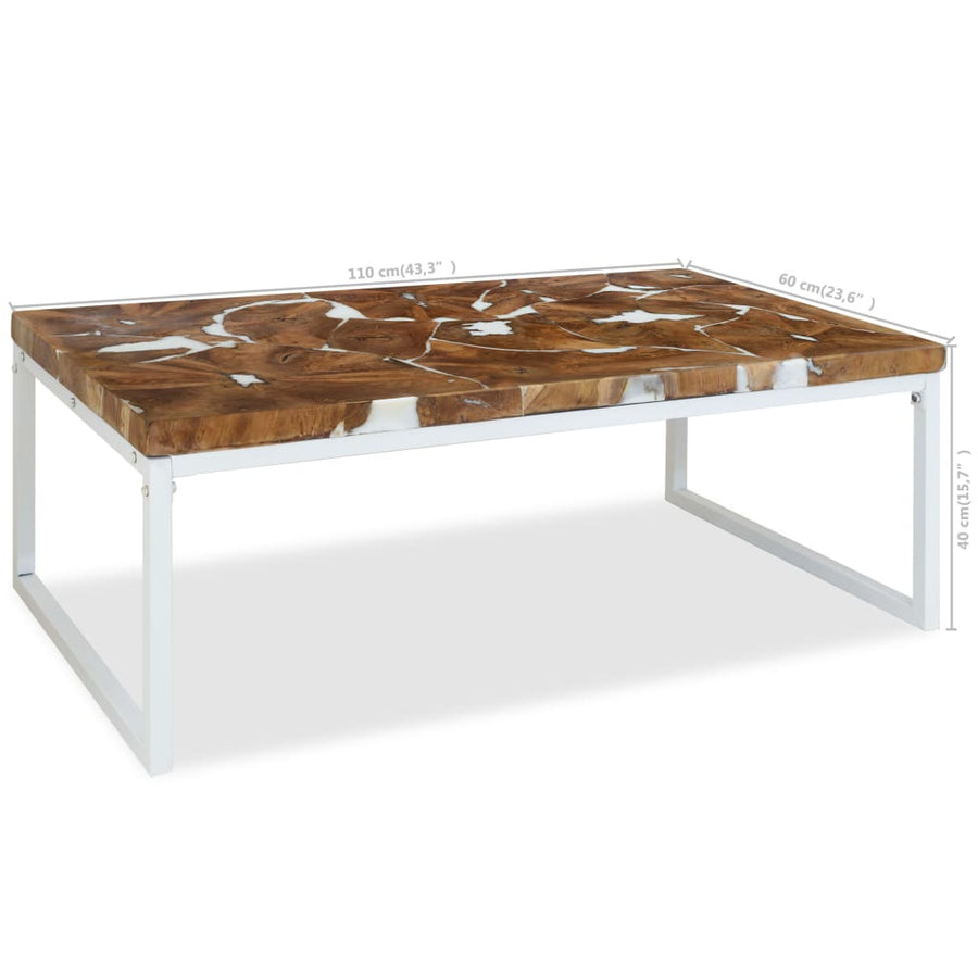 Salontafel Teakhout En Hars 110 x 60 x 40 cm Wit
