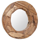 Spiegel rond 60 cm teakhout