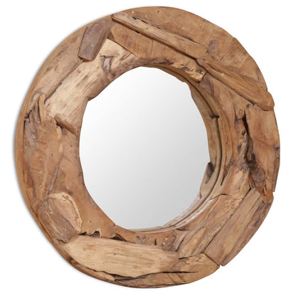 Decoratieve Spiegel Rond Teakhout 60 cm