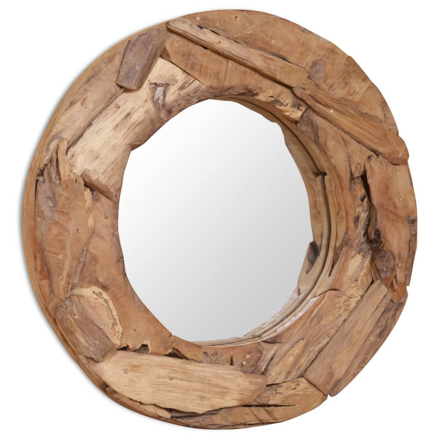 Decoratieve Spiegel Rond Teakhout 60 cm