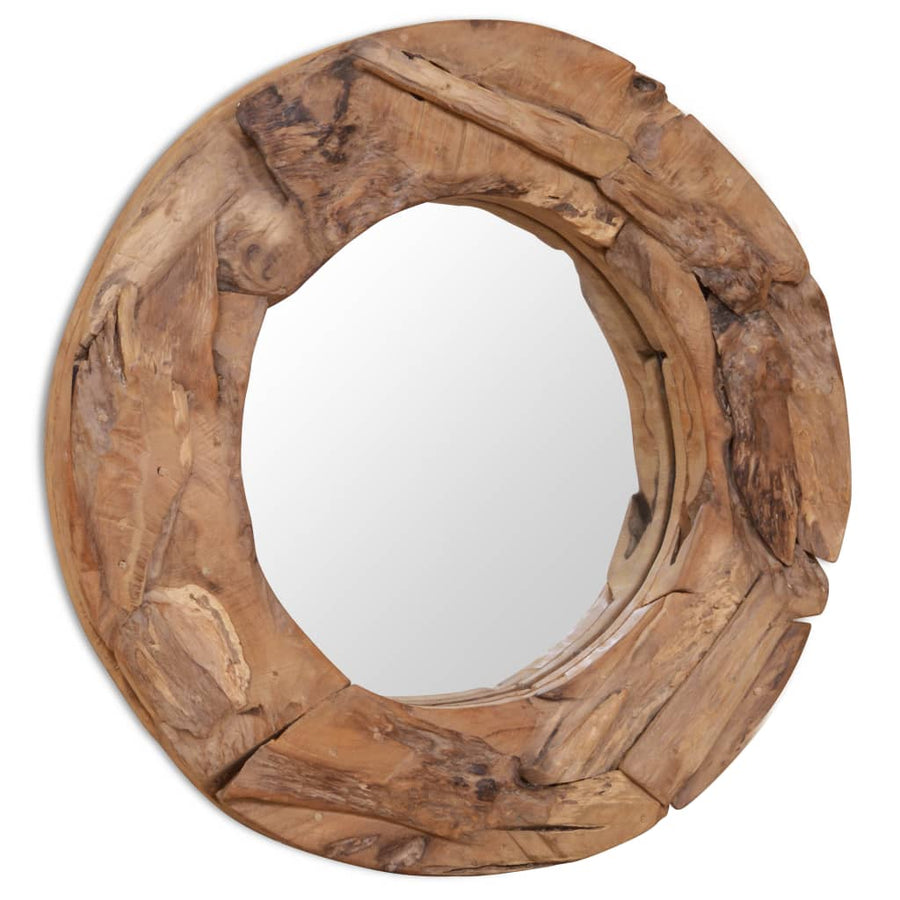 Decoratieve Spiegel Rond Teakhout 60 cm