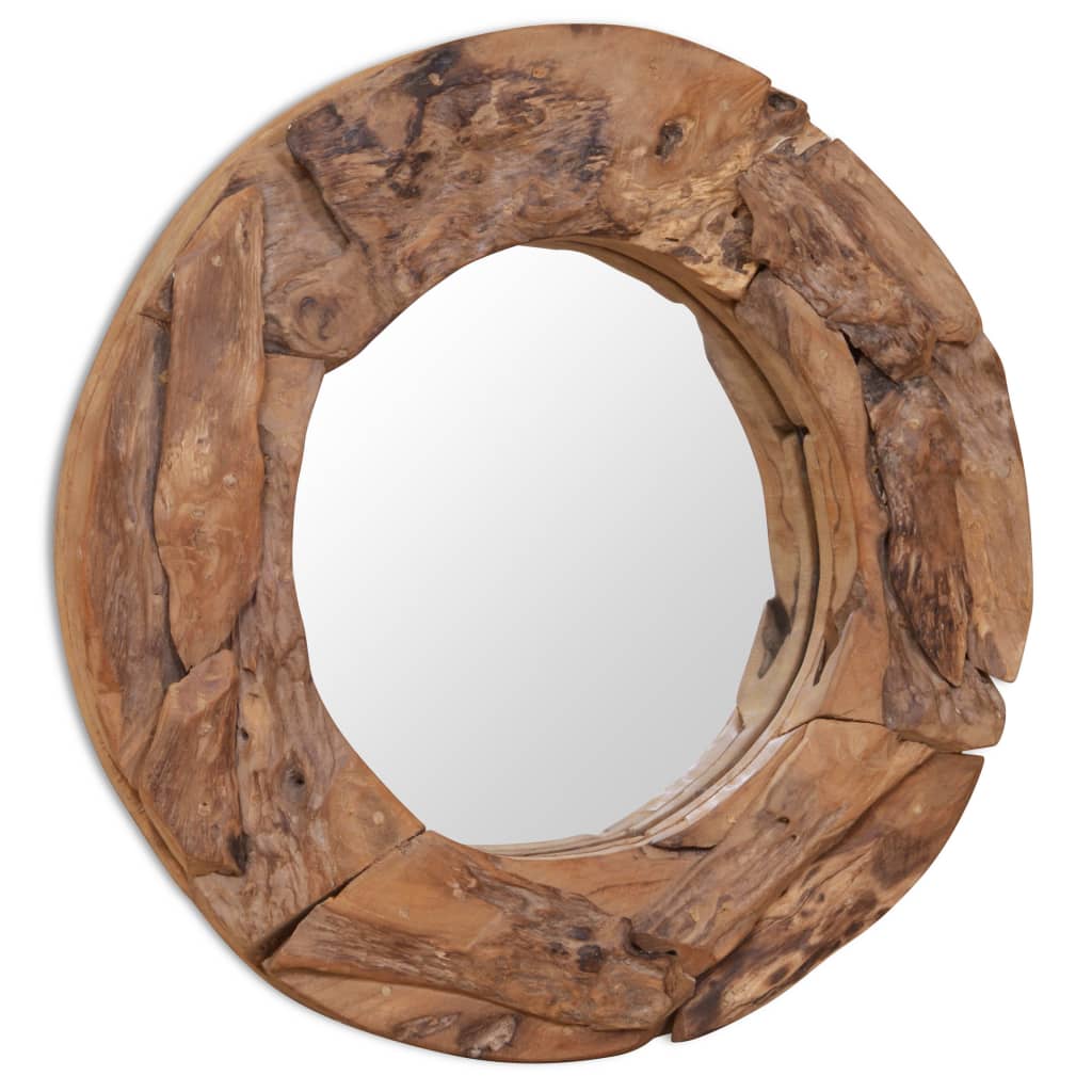 Decoratieve Spiegel Rond Teakhout 60 cm