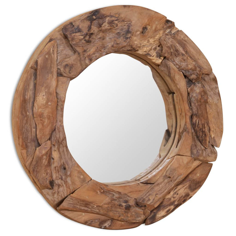 Decoratieve Spiegel Rond Teakhout 60 cm