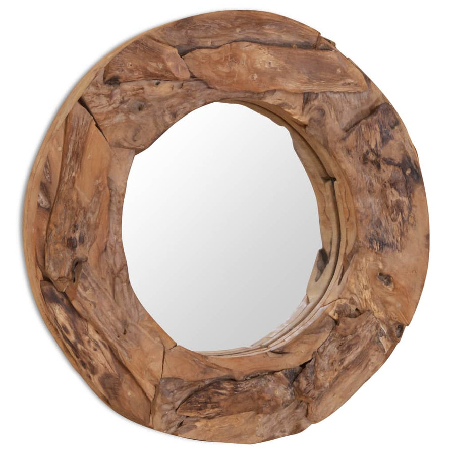 Decoratieve Spiegel Rond Teakhout 60 cm