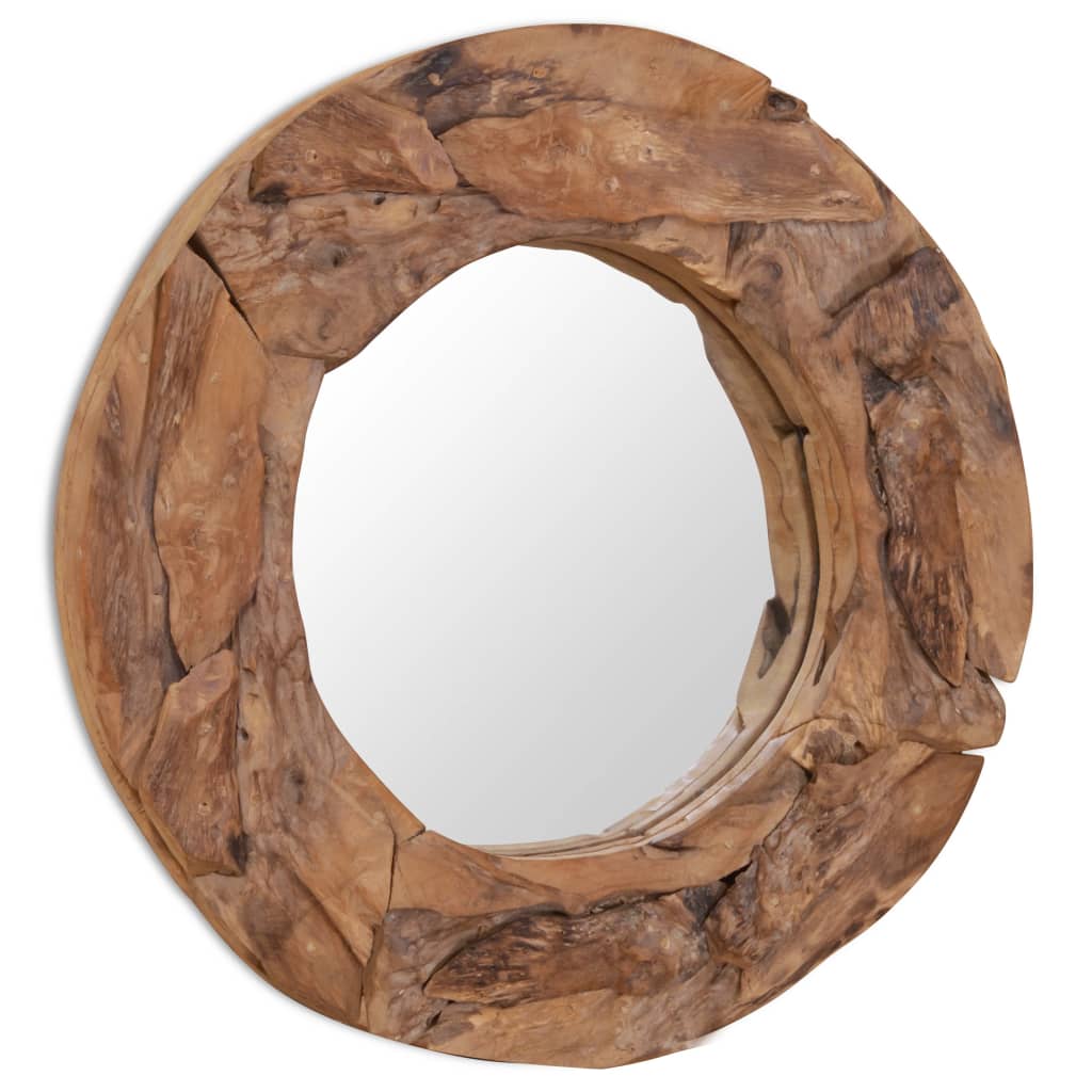 Decoratieve Spiegel Rond Teakhout 60 cm