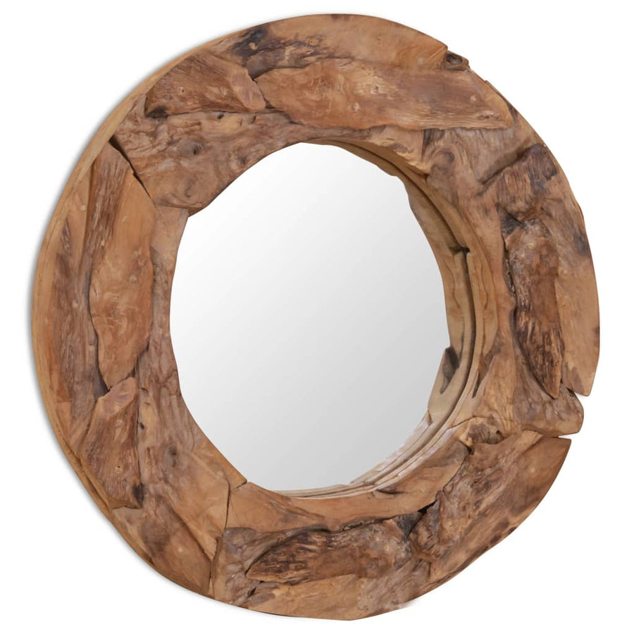 Decoratieve Spiegel Rond Teakhout 60 cm