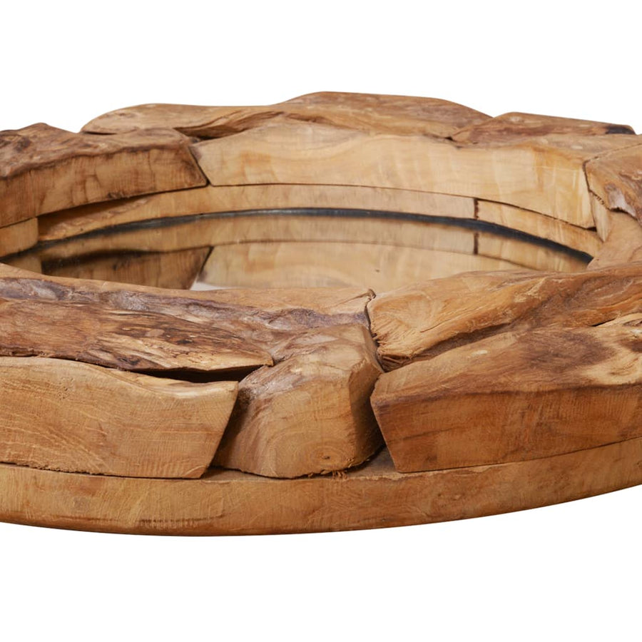 Decoratieve Spiegel Rond Teakhout 60 cm