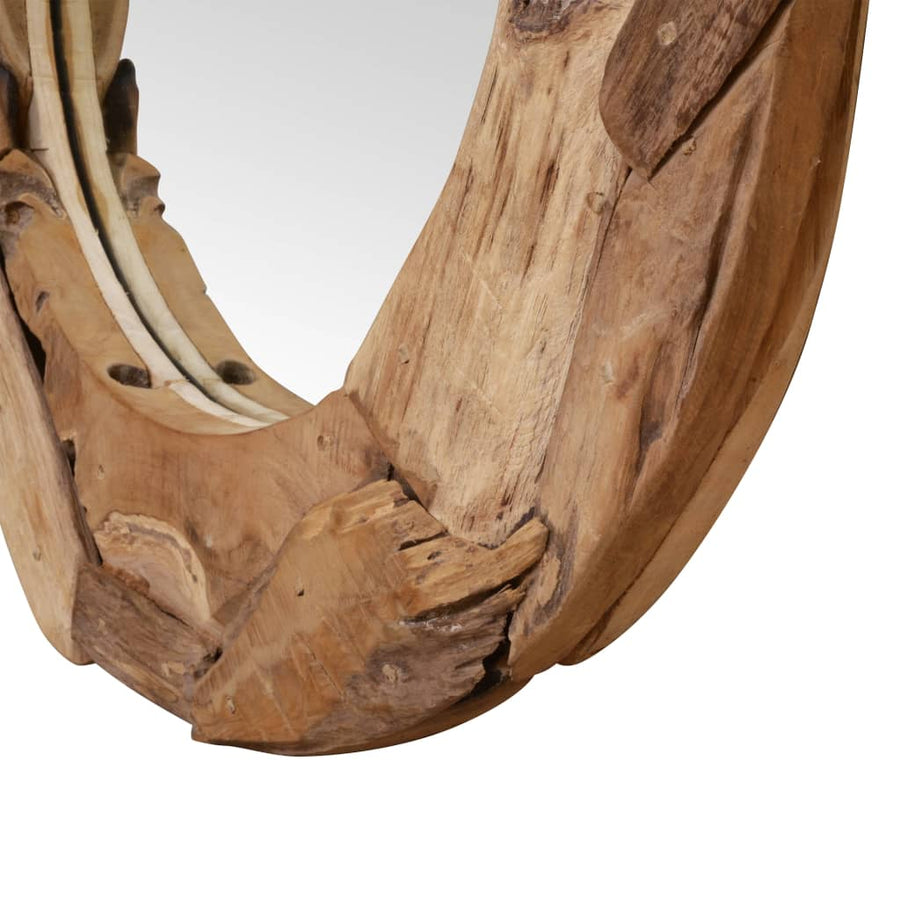 Decoratieve Spiegel Rond Teakhout 60 cm