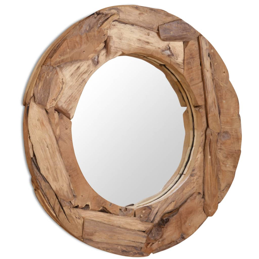 Decoratieve Spiegel Rond Teakhout 80 cm