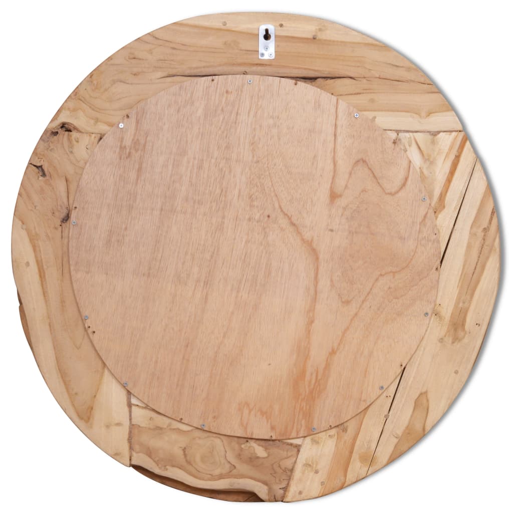 Decoratieve Spiegel Rond Teakhout 80 cm