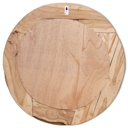 Decoratieve Spiegel Rond Teakhout 80 cm
