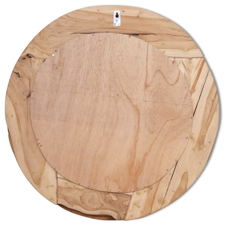 Decoratieve Spiegel Rond Teakhout 80 cm