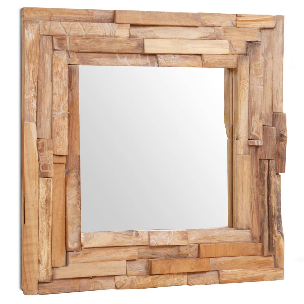Decoratieve Spiegel Vierkant Teakhout 60 x 60 cm