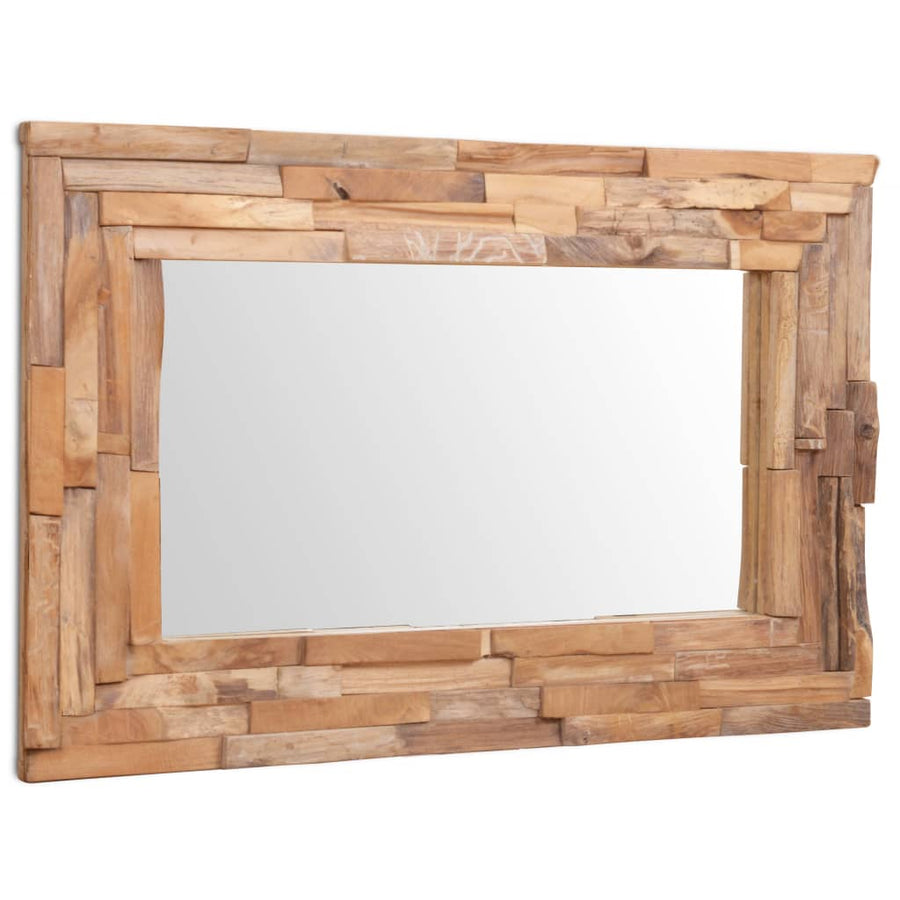 Decoratieve spiegel rechthoekig 90x60 cm teakhout