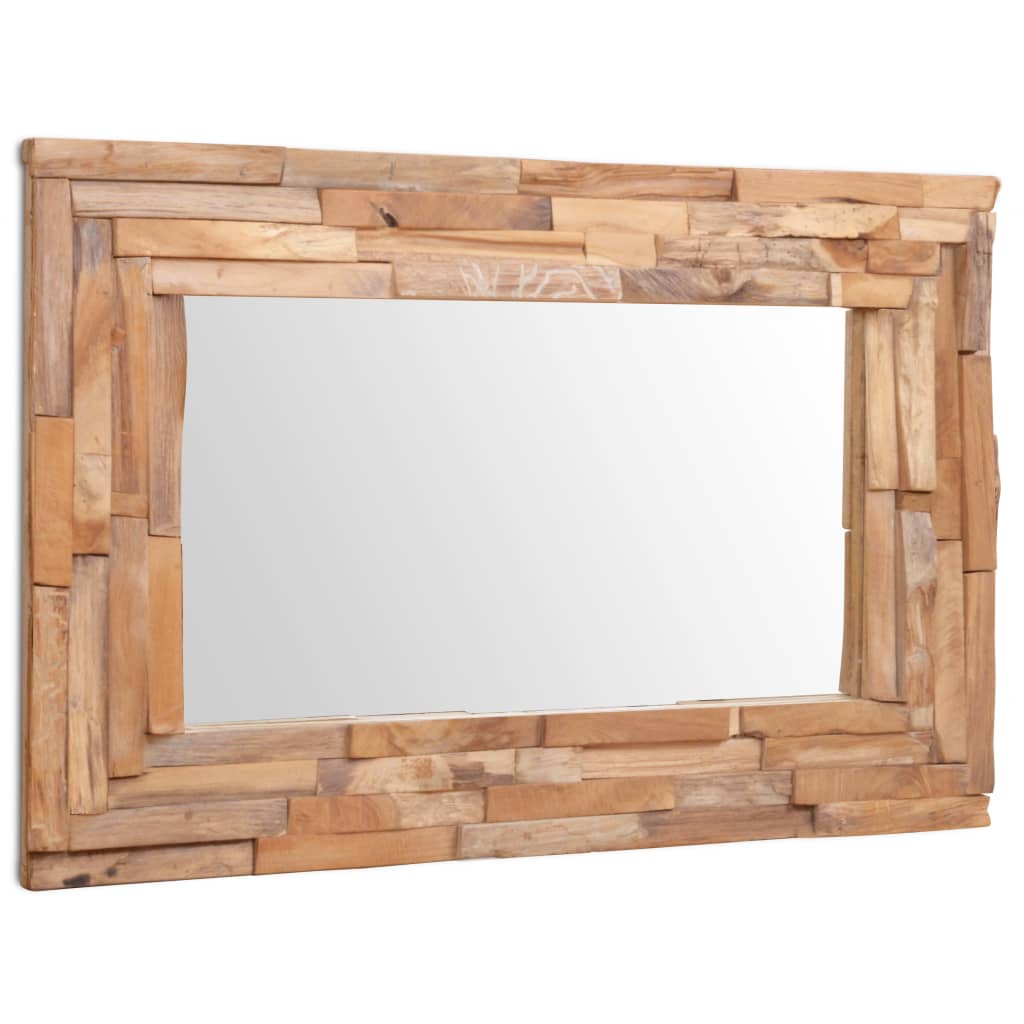Decoratieve spiegel rechthoekig 90x60 cm teakhout