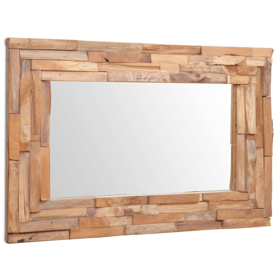 Decoratieve spiegel rechthoekig 90x60 cm teakhout