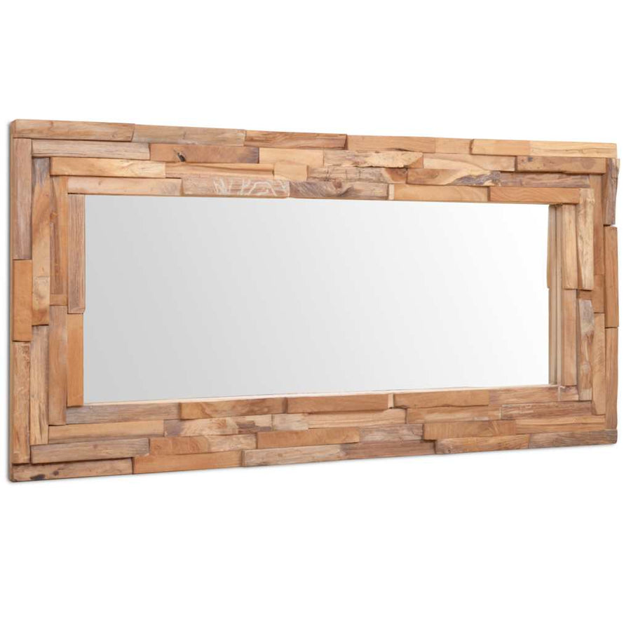 Decoratieve spiegel rechthoekig 120x60 cm teakhout