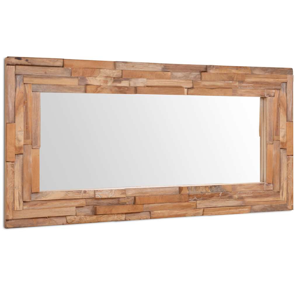 Decoratieve spiegel rechthoekig 120x60 cm teakhout