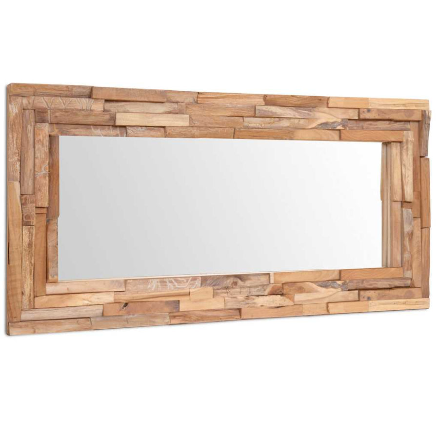 Decoratieve spiegel rechthoekig 120x60 cm teakhout