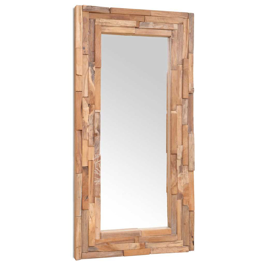 Decoratieve spiegel rechthoekig 120x60 cm teakhout