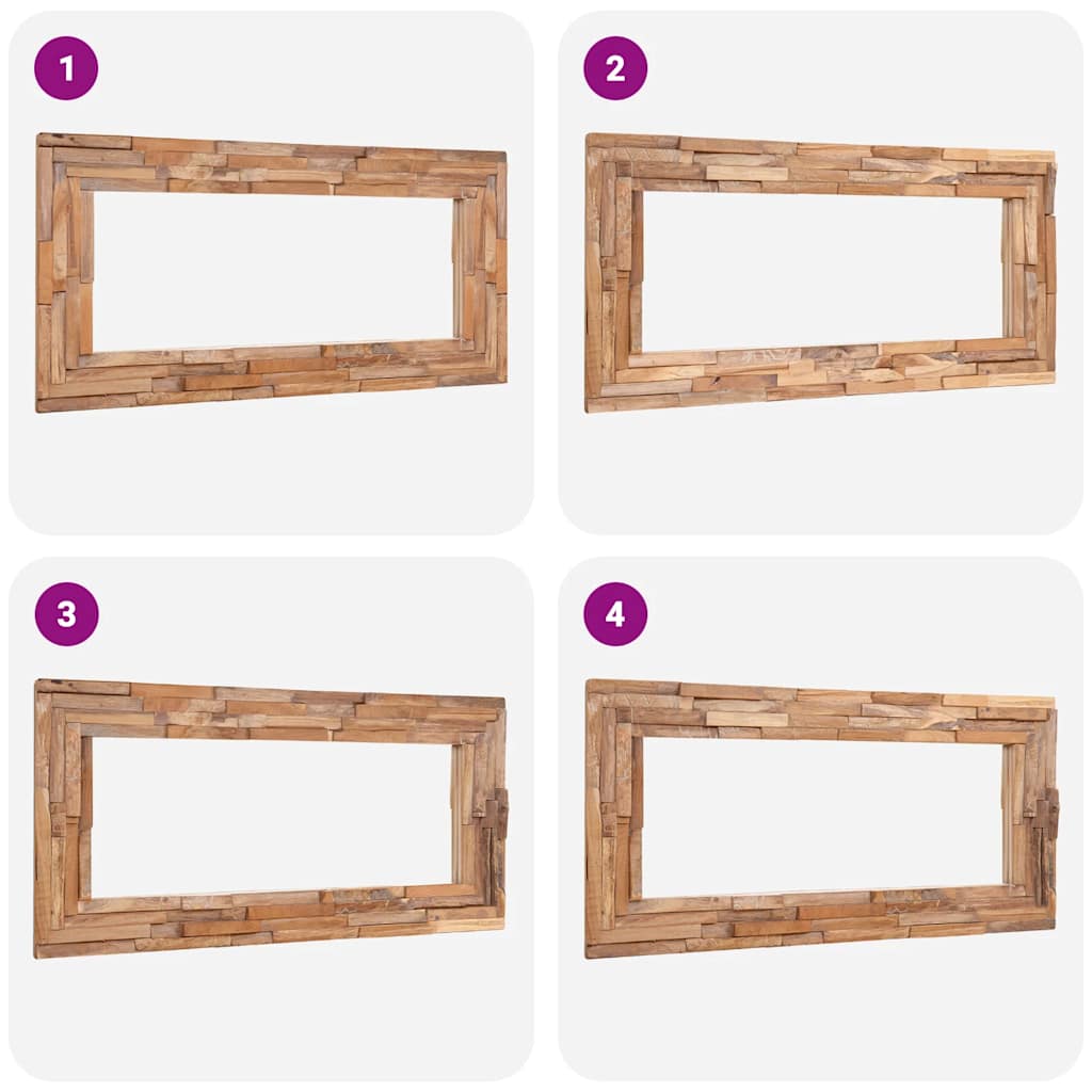 Decoratieve spiegel rechthoekig 120x60 cm teakhout
