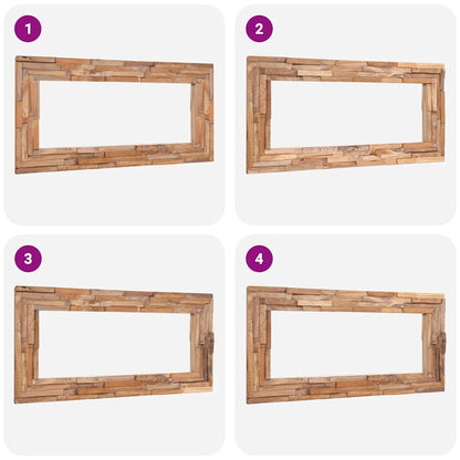 Decoratieve spiegel rechthoekig 120x60 cm teakhout