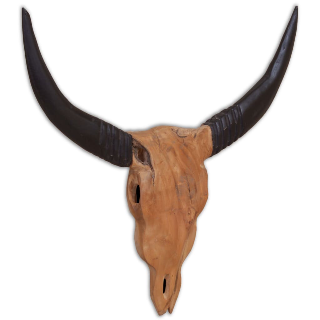 Stierenbeeld Wandgemonteerd 69X6X60 Cm Teakhout
