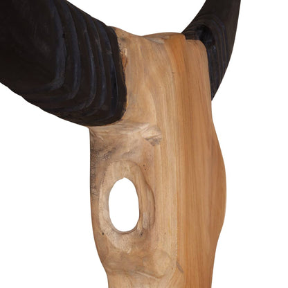 Stierenbeeld Wandgemonteerd 69X6X60 Cm Teakhout