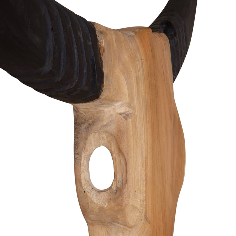 Stierenbeeld Wandgemonteerd 69X6X60 Cm Teakhout