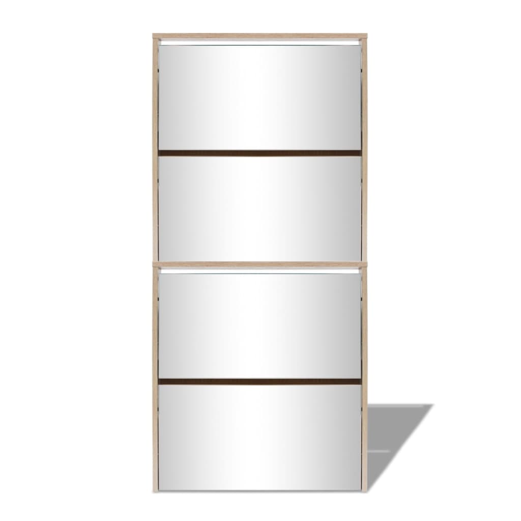 Schoenenkast Met 4 Spiegels 63X7X34 Cm Hout Eiken