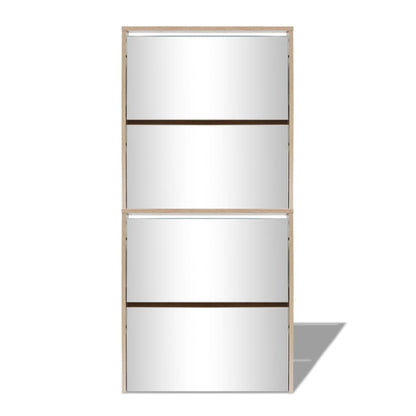 Schoenenkast Met 4 Spiegels 63X7X34 Cm Hout Eiken
