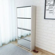 Schoenenkast 63x17x134 cm wit met 4 spiegels