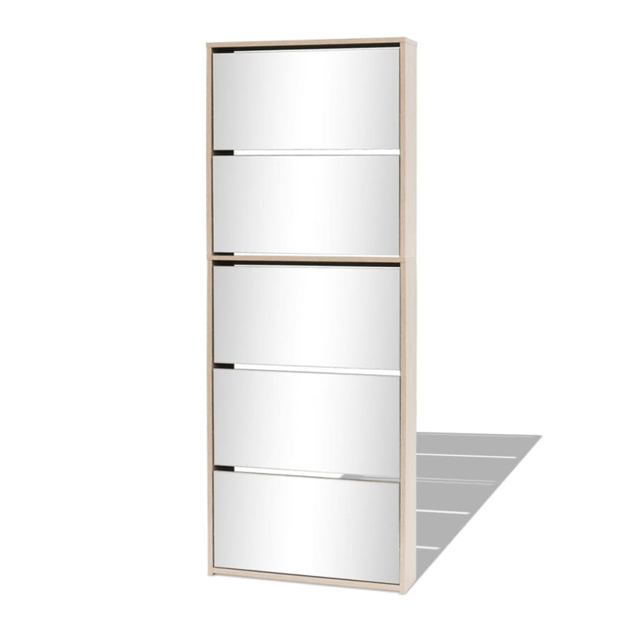 Schoenenkast Met 5 Spiegels 63X17X169,5 Cm Eikenhout