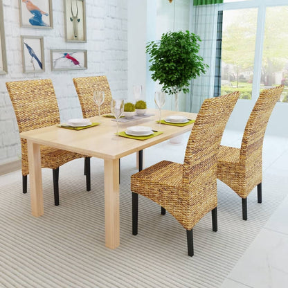 Eetkamerstoelen 2 st abaca en massief mangohout