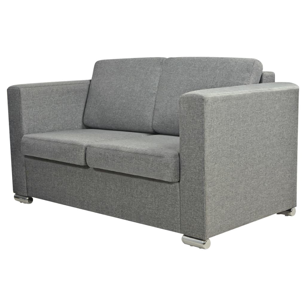 2-delig Bankstel stof lichtgrijs