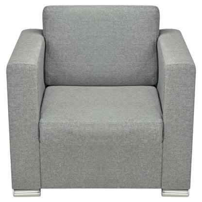 3-delig Bankstel stof lichtgrijs