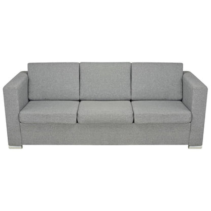 3-delig Bankstel stof lichtgrijs