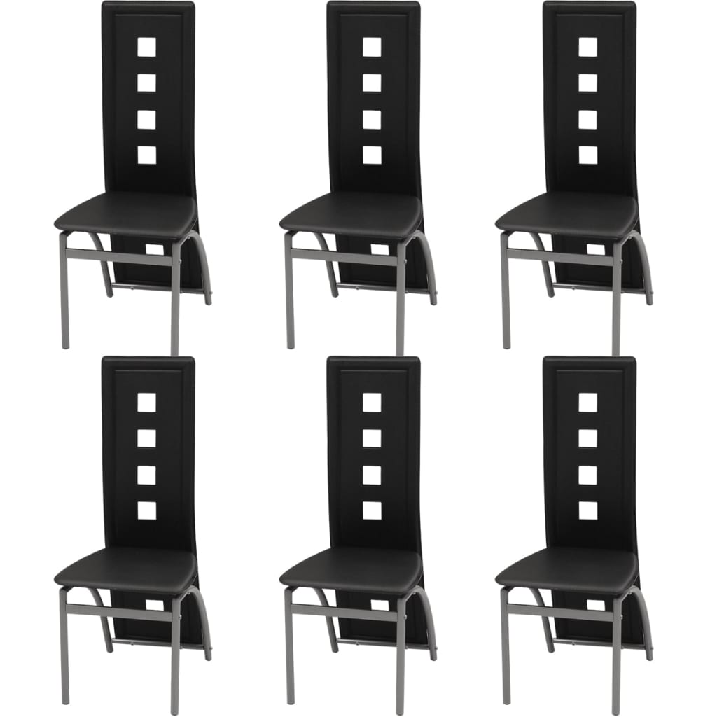 Eetkamerstoelen Kunstleer 6 Zwart