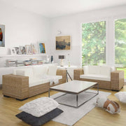 Bankstel 2-zits en 3-zits poly rattan bruin
