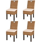 Eetkamerstoel 4 stuks kubu rattan mangohout 46x57x96 cm