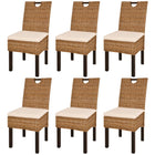 Eetkamerstoel 6 stuks kubu rattan mangohout 46x57x96 cm