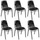 Eetkamerstoelen 6 st leer zwart