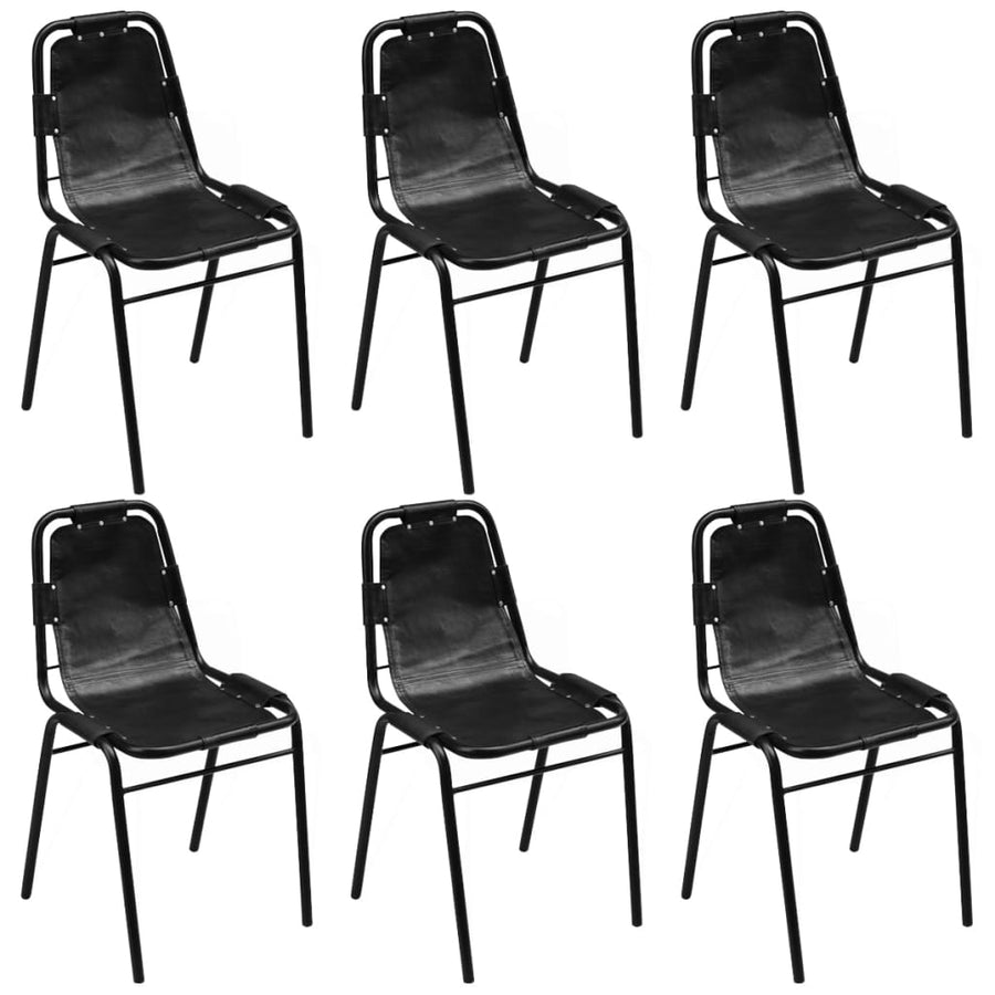 Eetkamerstoelen 6 st echt leer zwart