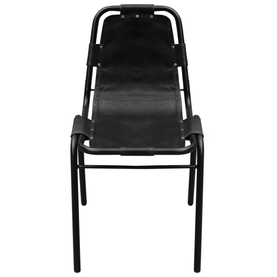 Eetkamerstoelen 6 st echt leer zwart